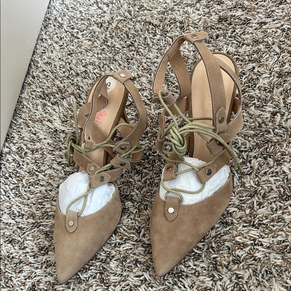 Chic Tan Lace-Up Heels